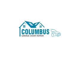 Logo of Columbus Garage Door Repair with house, car, and company name in blue.