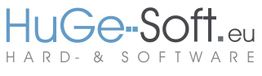 Logo von HuGe-Soft.eu, mit dem Text "Hard- & Software" darunter.