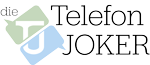Logo mit dem Text "die Telefon JOKER" und Sprechblasen in Grün und Blau.