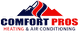 Logo of Comfort Pros Heating & Air Conditioning with a stylized mountain and wave design.