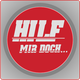 Roter Kreis auf grauem Hintergrund mit dem weißen Text "HILF MIR DOCH...".