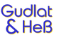 Text "Gudlat & Heß", blau mit gelber Umrandung auf weißem Hintergrund.