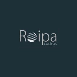 Logotipo de Roipa Cocinas en fondo oscuro, con texto estilizado y diseño de líneas en la letra "o".
