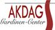 Logo des AKDAG Gardinen-Center in roten und grauen Buchstaben.