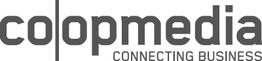 Logo mit dem Text "coopmedia" und dem Slogan "Connecting Business" darunter.