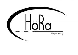 Logo mit dem Text "HöRa" und "Wegesanierung", umrahmt von einer stilisierten schwarzen Linie.