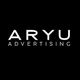 Black background with "ARYU ADVERTISING" in white text, centered.