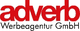 Logo mit rotem Schriftzug "adverb" und darunter "Werbeagentur GmbH" in schwarz.