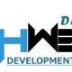Logo met tekst "AH Web", "Design", "Development" in blauw en zwart.
