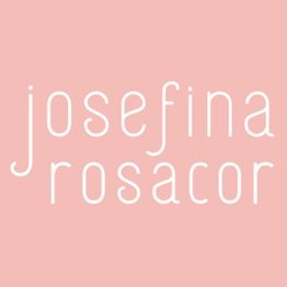 Texto "josefina rosacor" em branco sobre fundo rosa.