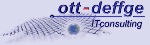 Logo von ott-deffge IT Consulting mit einem stilisierten Globus und Netz.