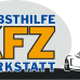 Logo mit Aufschrift "Selbsthilfe KFZ Werkstatt" und Autoabbildung.