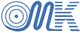Logo mit blauen Linien und Kreisen, die Buchstaben OMK stilisiert darstellen.