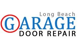 Logo with "Long Beach Garage Door Repair" text; "G" is circled in red.