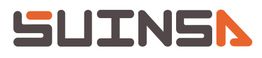 Texto del logo que dice "SUINSA" en gris con toques anaranjados.