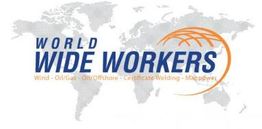 Logo med teksten "World Wide Workers" og en verdensomspændende kortbaggrund.