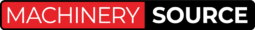 "Machinery Source logo with red and white text on a black background."