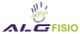 Logotipo con mano morada y sonrisa verde sobre el texto "ALG FISIO".