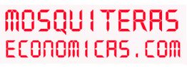 Texto rojo: "MOSQUITERAS ECONOMICAS.COM" en negrita sobre fondo blanco.