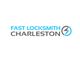 "Fast Locksmith Charleston logo with a blue and gray color scheme and circular design element."