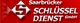 Logo des Saarbrücker Schlüsseldienstes mit rotem Hintergrund und weißer Schrift.