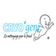 Logo CRYO'geni avec dessin d'un personnage volant et texte "Le nettoyage par le froid".