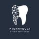 Logo di un dente stilizzato con metà a rete, testo: "Pignatelli Studio Dentistico". Sfondo scuro.