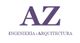 Texto: "AZ INGENIERÍA+ARQUITECTURA" en fuente morada sobre fondo blanco.