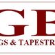 Logo con le lettere "GB" e la scritta "Rugs & Tapestries" in rosso su sfondo bianco.