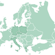 Europakarte mit Ländergrenzen in Grün.