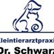 Logo: Hund und Katze, Text "Kleintierarztpraxis Dr. Schwarz" in blauem Schriftzug.