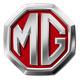 Logo ottagonale rosso e argento con le lettere "MG" al centro.