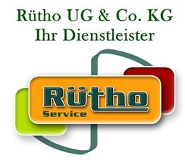 Logo von Rütho UG & Co. KG: Bunte Formen mit "Rütho Service" in der Mitte.