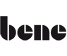 Schwarzes Logo mit stilisiertem Schriftzug "bene" auf weißem Hintergrund.