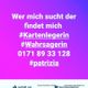 Bunter Hintergrund mit Text: "Wer mich sucht, der findet mich #Kartenlegerin #Wahrsagerin" und Nummer.