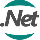 Logo di .Net con testo nero e linee verdi sopra e sotto.