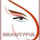 Abstrakte Zeichnung eines Auges in Rot- und Brauntönen mit dem Wort "BEAUTYFUL".