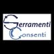 Logo con le parole "Serramenti Consenti" in caratteri blu su sfondo bianco.