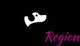Stylized white dog logo on black background with pink text "Region" partially visible.