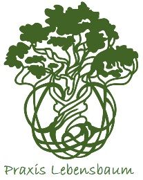 Baumzeichnung mit der Aufschrift "Praxis Lebensbaum".