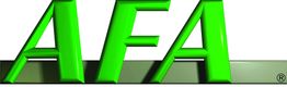 Grünes 3D-Logo mit den Buchstaben "AFA" auf grauem Hintergrund.