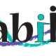 Logo con la scritta "Reabilita" e un disegno astratto verde e viola sullo sfondo.
