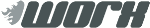 Logo mit Schriftzug "WORX" in grauer Farbe und stilisierter Löwenkopf vorne.
