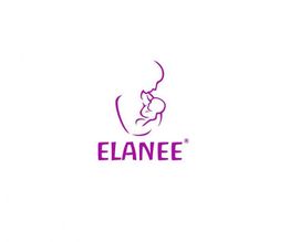 Silhouette einer Mutter mit Baby, darunter steht der Schriftzug "ELANEE" in lila.