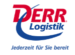 Logo von Derr Logistik, Schriftzug "Jederzeit für Sie bereit" darunter.