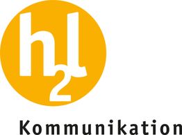 Gelbes Logo mit "hl2" in Weiß und dem Wort "Kommunikation" darunter.