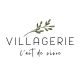 Logo mit Olivenzweig und Text: "VILLAGERIE l'art de vivre" auf weißem Hintergrund.