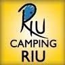 Logotipo de Camping Riu con fondo amarillo y texto en negro.