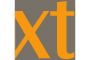 Logo mit den Buchstaben "xt" in Orange auf grauem Hintergrund.