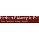 Logo: "Herbert E Maxey Jr. P.C. Your Personal Injury Lawyer" on a maroon background.